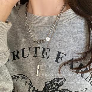 双层叠戴卫衣项链女甜酷轻奢小众高级感配饰挂脖长款毛衣链配t恤