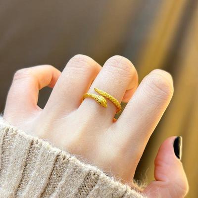 24k金暴富小灵蛇开口戒指