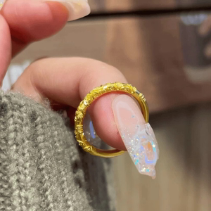 紫荆花女款5D素圈指环硬金