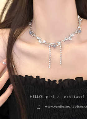 BETESH藤蔓花朵轻奢个性流苏项链