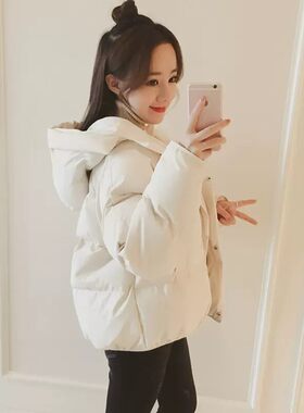 千仞岗冬季女士2-300斤连帽加厚羽绒服小个子学生面包服大码短款
