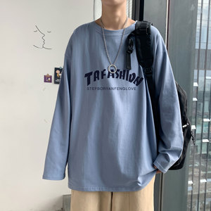 纯棉 2023秋季新款印花长袖T恤男学生宽松纯棉打底衫 T817P25图片