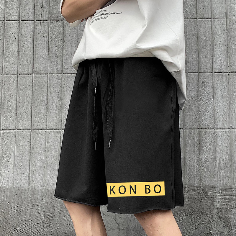 2023夏季运动短裤潮流宽松港风ins五分裤针织休闲裤中裤K13P25图片