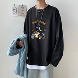 ！6%点击秋百搭假两件长袖T恤男纯棉港风宽松男卫衣W902P35，男装T恤，电商B220