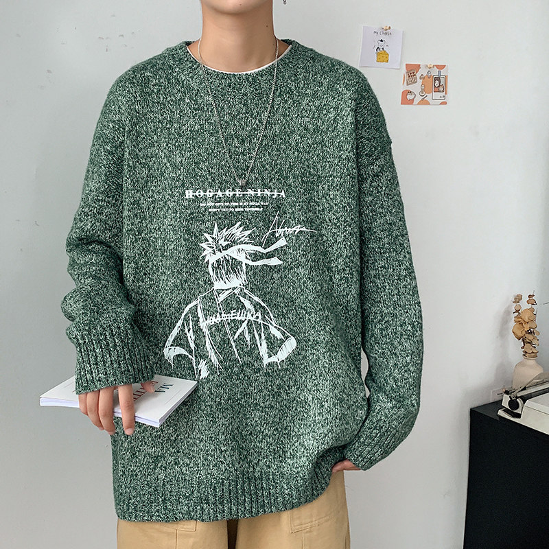 点击5.8%主推款！秋冬季加厚毛衣男宽松港风圆领毛线M211P45控68,男装针织衫/毛衣,电商B220