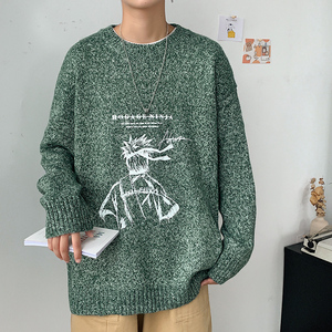 点击5.8% 主推款！秋冬季加厚毛衣男宽松港风圆领毛线M211P45控68图片