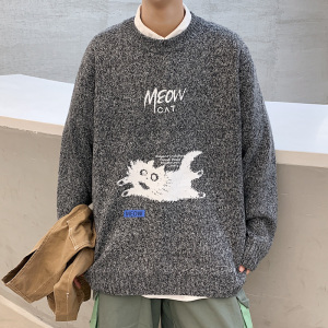 ！秋季加厚品质毛衣男日系大码针织衫港风学生上衣M208P45图片