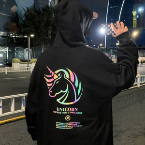 ！港风七彩反光卫衣男大码连帽宽松夜光上衣外套WY202P45图片