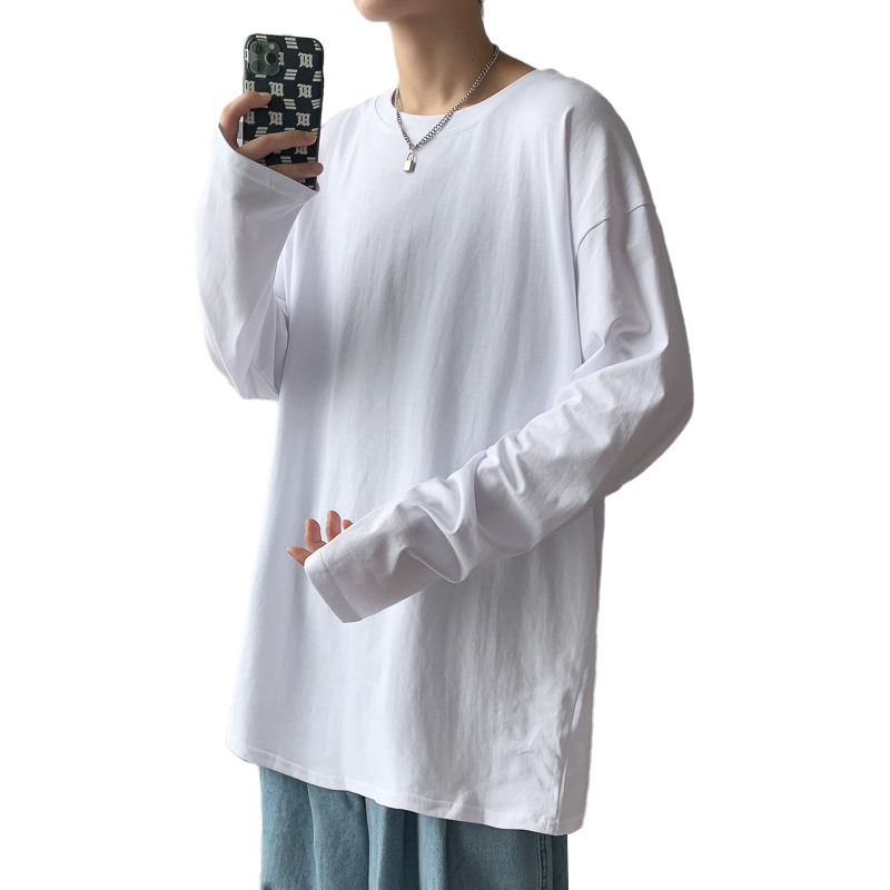大货！纯棉20新款秋季纯色长袖T恤男女士打底衫体恤B220-TX01P20,男装T恤,电商B220