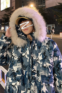 ！冬季中长款迷彩棉衣男加厚保暖棉服外套潮牌衣服Y111P138图片