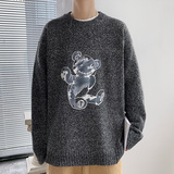 ！秋冬潮流印花加厚圆领毛衣男港风大码潮流针织衫M212P45，男装针织衫/毛衣，电商B220