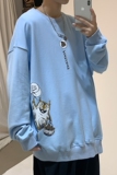 ！秋冬港风日系大码印花圆领卫衣长袖潮流学生衣服WY103P28，男装卫衣，电商B220