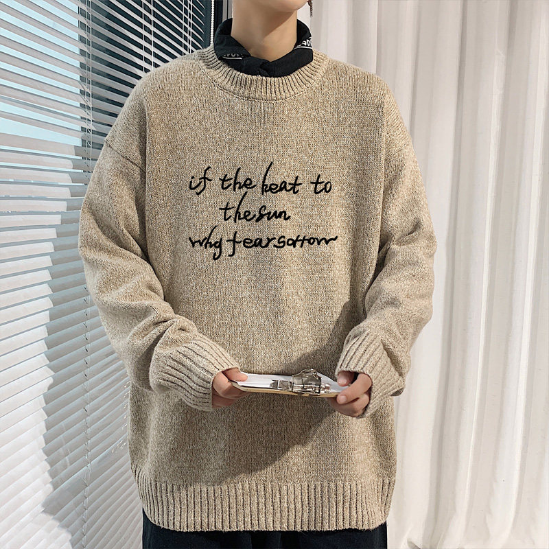 ！冬季加厚学生圆领毛衣男保暖港风百搭针织衫M202P45控68，男装针织衫/毛衣，电商B220