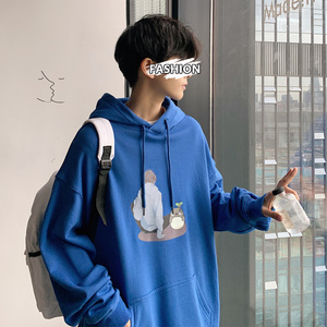 主推！2023秋季男士连帽卫衣港风宽松大码秋衣外套WY207P38控58图片