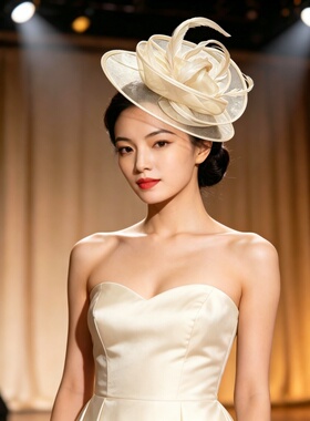 复古羽毛网纱礼帽女名媛宴会头饰英式赛马会旗袍礼服 fascinator
