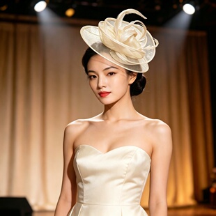 复古羽毛网纱礼帽女名媛宴会头饰英式赛马会旗袍礼服 fascinator