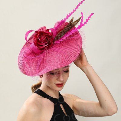 复古夸张走秀头饰神秘遮面面纱礼帽新娘网纱发饰fascinator hat