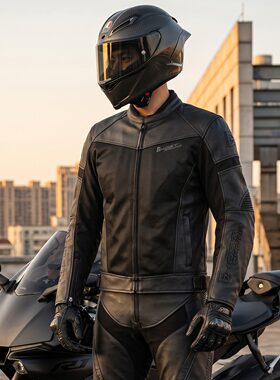 摩托车骑行服男女透气机车服PU皮衣防摔赛车服复古巡航骑士夹克