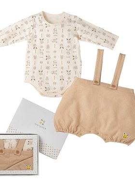 预售 monpoke 口袋妖怪 皮卡丘 婴幼儿 背带裤 连体衣 套装礼盒