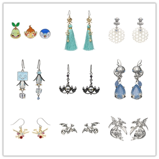 精灵宝可梦Pokemon accessory喷火龙/水晶灯火灵耳钉/耳夹/耳饰