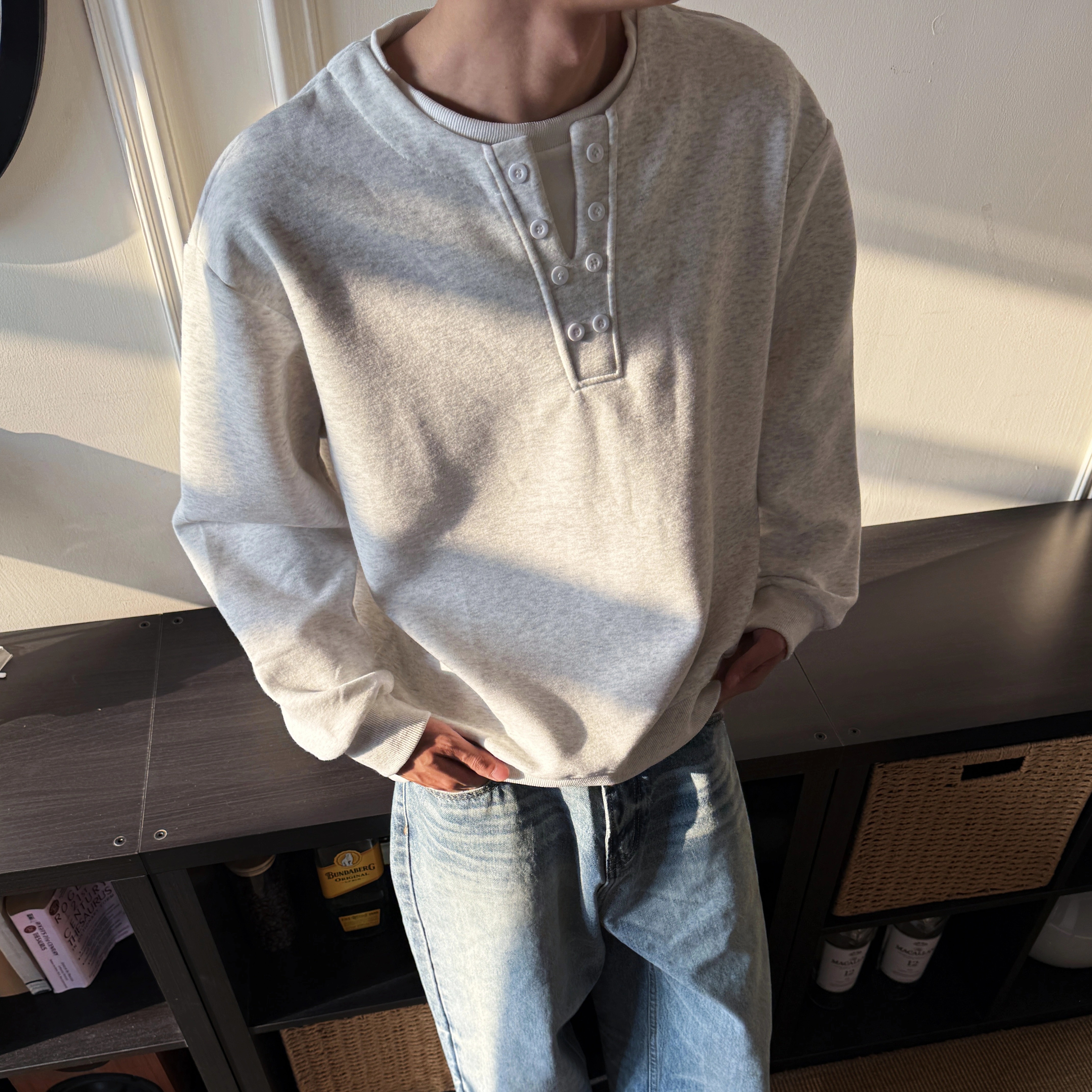 YORAINBOW 秋季chic长袖圆领老钱风polo衫通勤卫衣酷飒松弛感慵懒