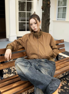 YORAINBOW 秋冬美式复古高街cleanfit短款休闲夹克男立领外套中性