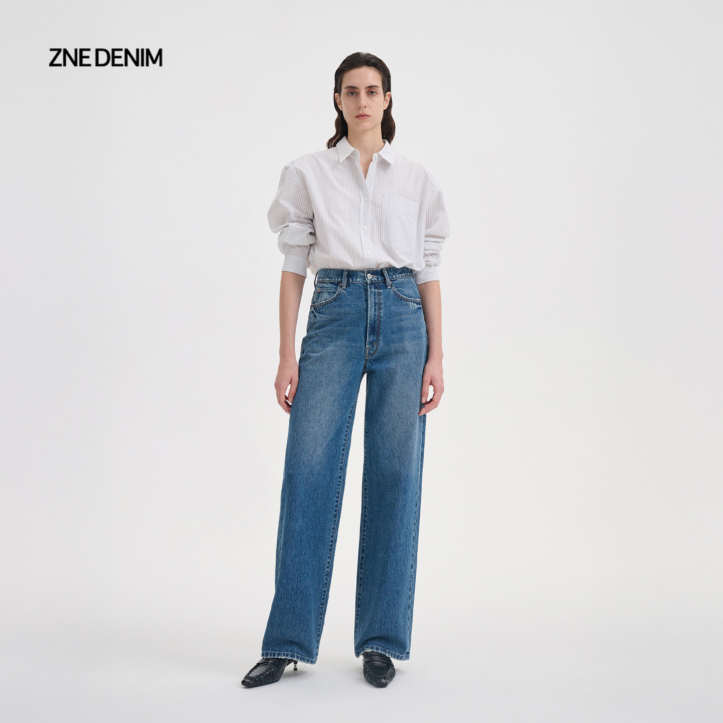 ZNE廓形剪裁自由質感牛仔褲