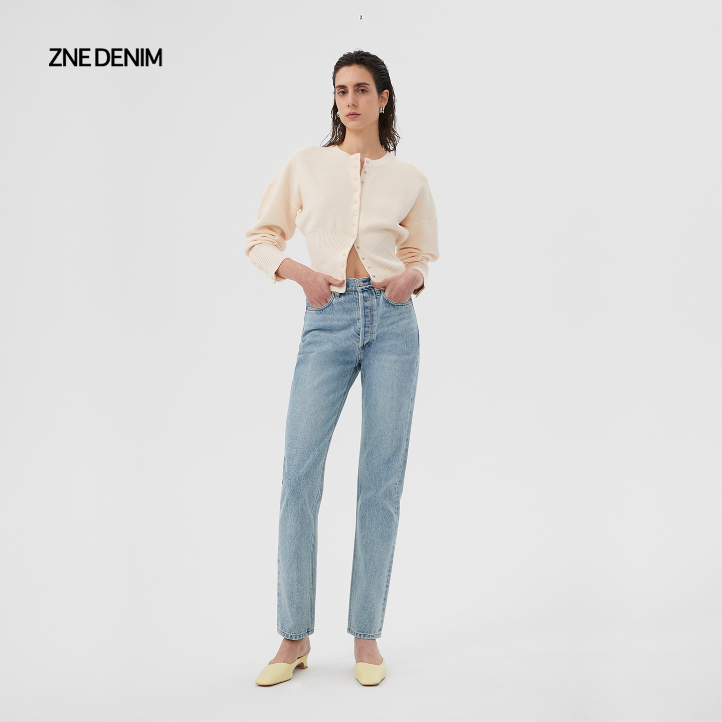 ZNE高级质感小直筒牛仔裤