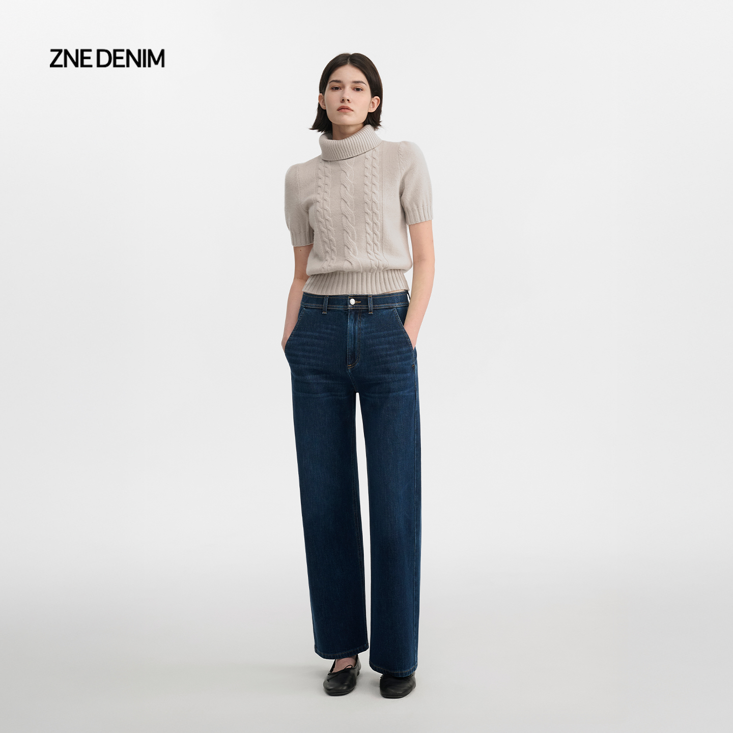 ZNE天丝四面弹直筒牛仔裤