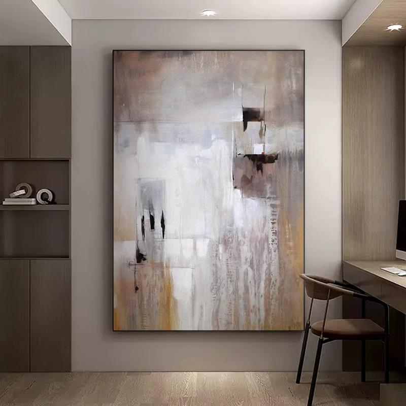 现代简约侘寂风赤贫高级感客厅装饰画入户玄关正对大门砂岩画挂画