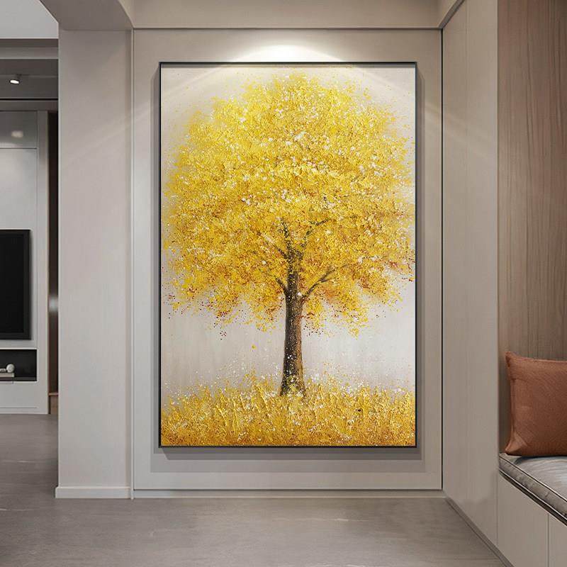 发财树纯手绘大芬村油画入户玄关过道装饰画客厅沙发背景墙落地画,家居饰品,油画,淘宝优惠券,粉丝福利购,淘宝优惠卷