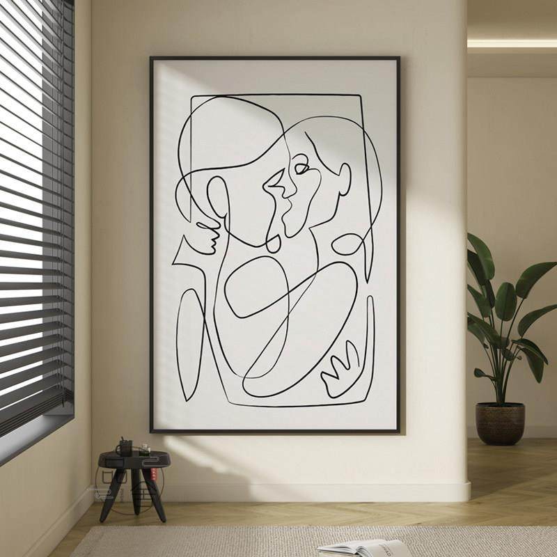 现代极简风线条艺术客厅装饰画抽象人物玄关入户壁画过道卧室挂画,家居饰品,现代装饰画,淘宝优惠券,粉丝福利购,淘宝优惠卷