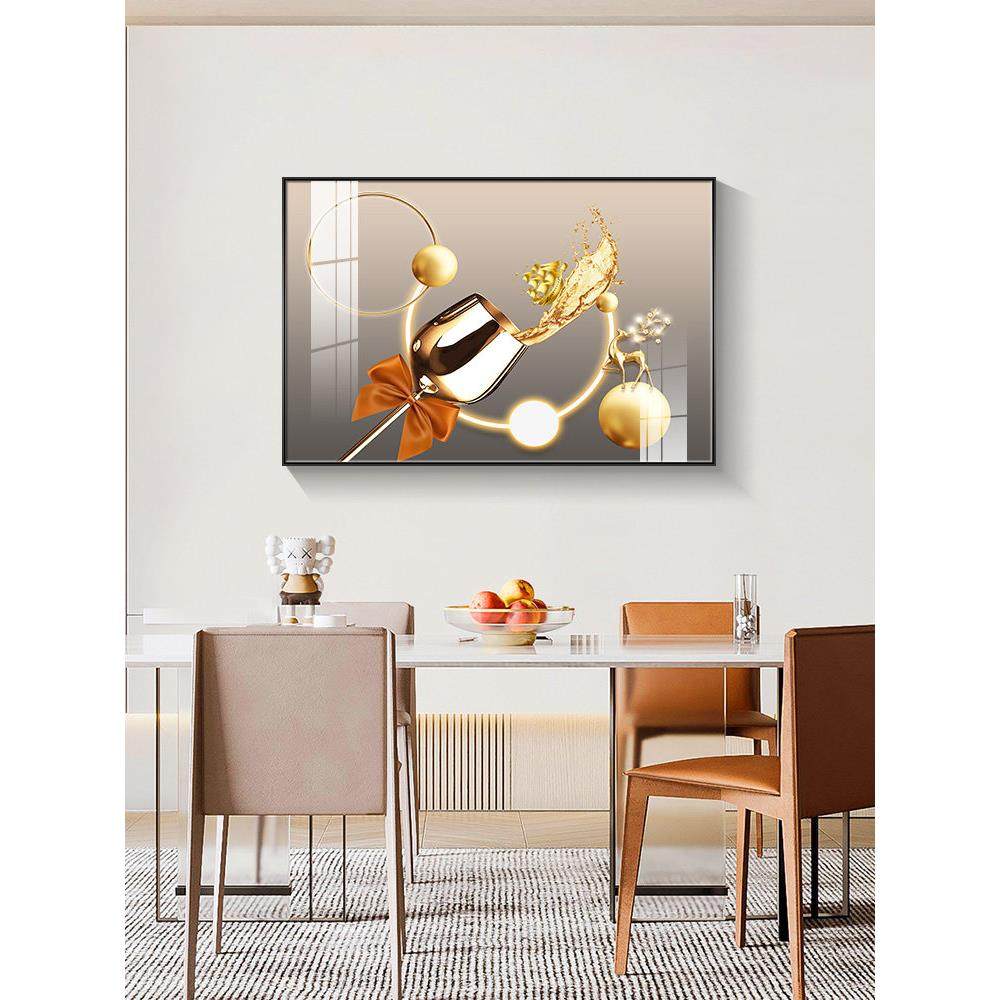 轻奢餐厅装饰画现代简约餐桌背景墙挂画北欧高档大气酒杯饭厅壁画,家居饰品,现代装饰画,淘宝优惠券,粉丝福利购,淘宝优惠卷