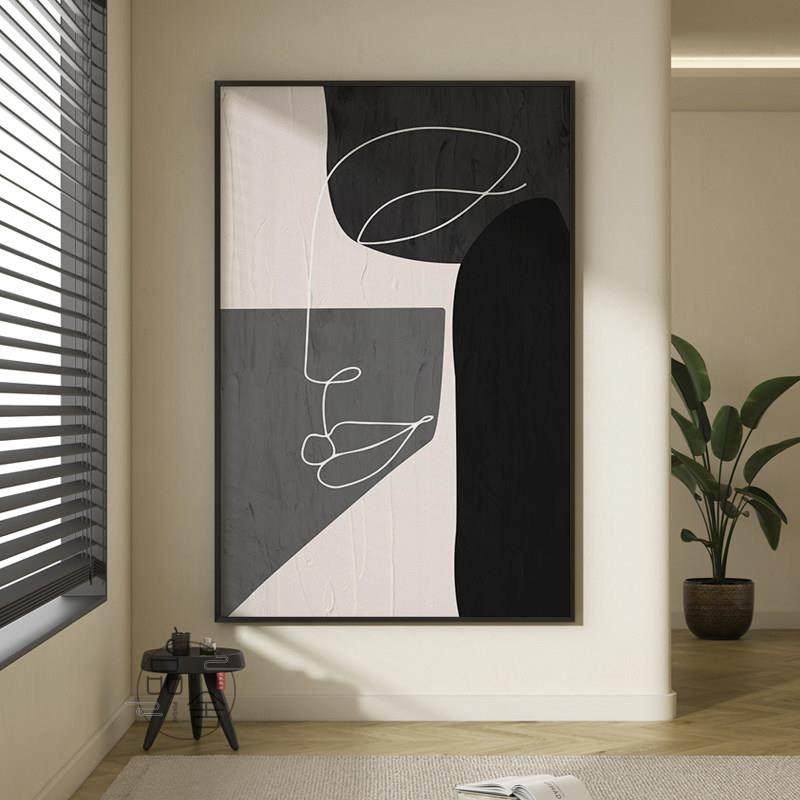 现代简约黑白灰客厅挂画抽象线条人物玄关装饰画酒店民宿大幅壁画,家居饰品,现代装饰画,淘宝优惠券,粉丝福利购,淘宝优惠卷