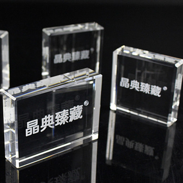 水晶底座定制 高难度水晶加工打孔 开槽 异形定做内雕刻字彩印