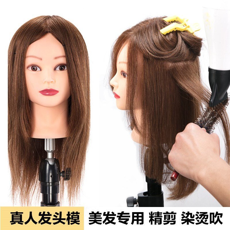 假人头模真发全真人发美发学徒可烫染吹卷编发盘发化妆模特头模型