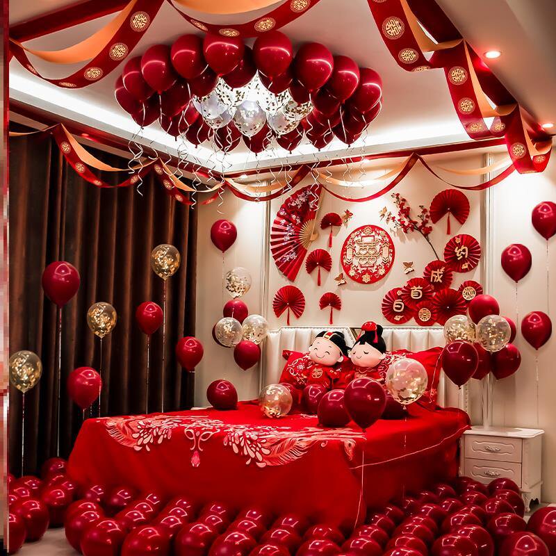 喜事浪漫创意婚房屋顶装饰婚庆用品婚房布置婚礼现场布置装饰气球