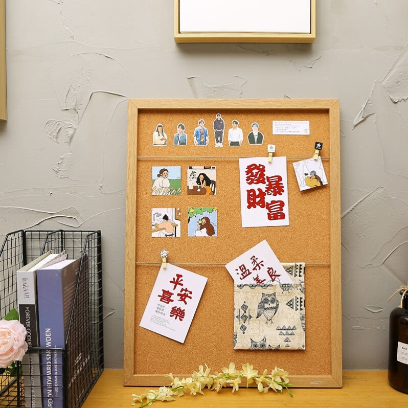 木板照片墙软ins风布置宿舍桌面装饰挂墙展示背景记事软木留言板