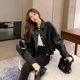 机车服pu皮夹克 宽松休闲小个子短款 皮衣外套女冬季 加绒2026年新款
