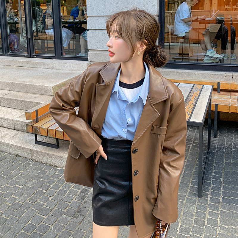 chic西装皮衣外套女2025秋季新款设计感小众高级感炸街小西服上衣
