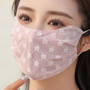 夏季薄款蕾丝口罩女2026新款仙女网纱透气立体高颜值遮阳面罩面纱