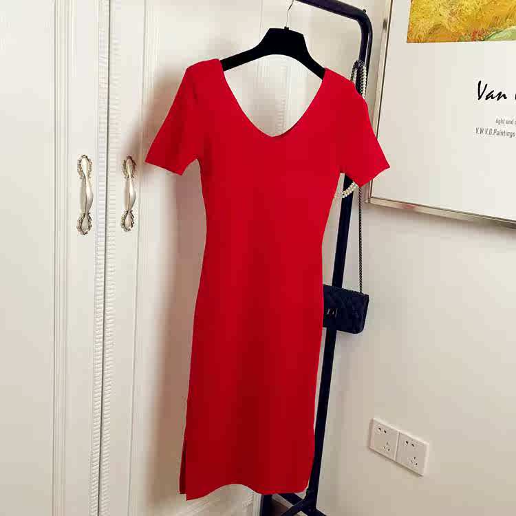 Autumn Korean Edition Women's wear V. Short sleeved Split skirt Primer knitting Self cultivation Package hip Dressin the Play mode/Anime/Periphery/cos/Board games ,  Cosplay Apparel/Props/Service ,  Cosplay Women  category - from Buy2taobao.com to provide professional Taobao agent buy service