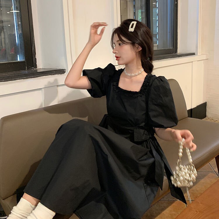 闺蜜群一长一短甜欲风裙子收腰闺蜜装长短款牛油果绿侧腰蝴蝶结