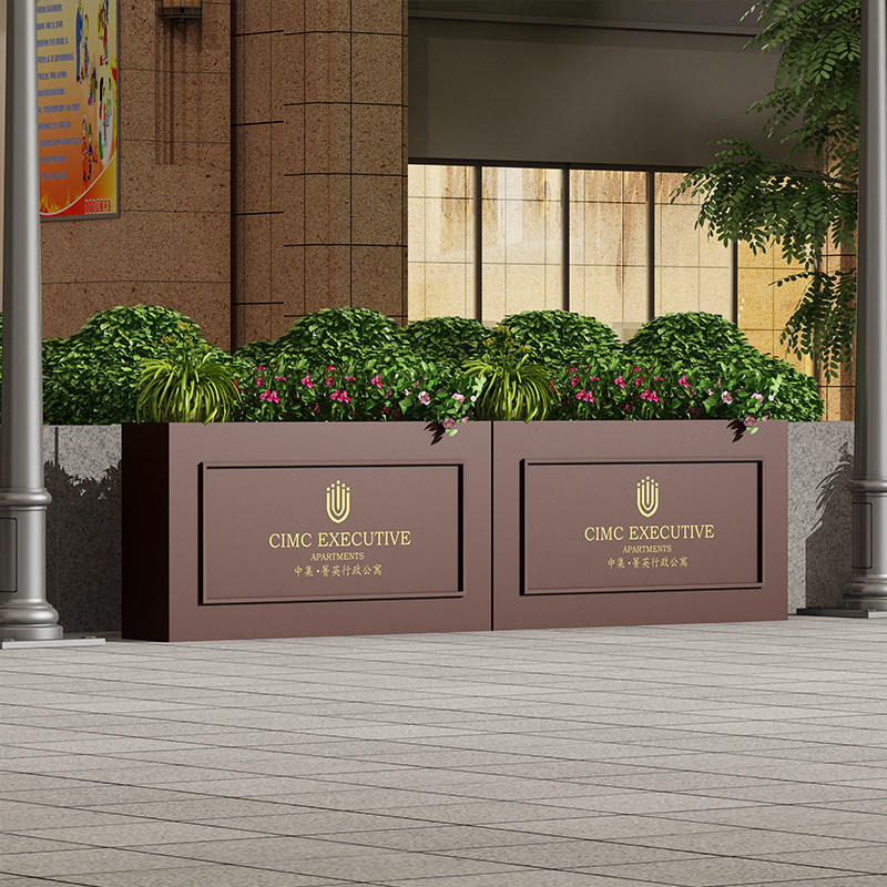 户外铁艺花箱室外种植箱花槽外摆广场售楼部商业街组合花坛定制