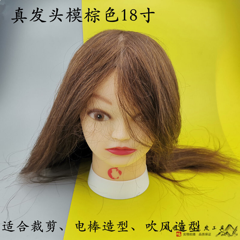 真发教习模特公仔美发练习剪发烫染18寸全人发发型师用