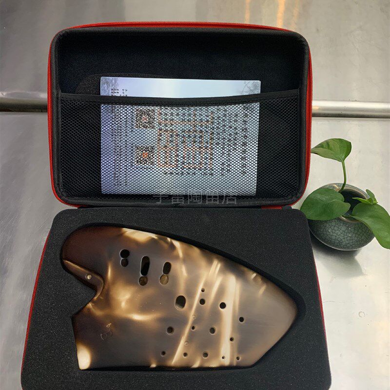 子雷陶笛 低音降b实用新s型中国陶笛 三管bbb调素烧大漆青花工热