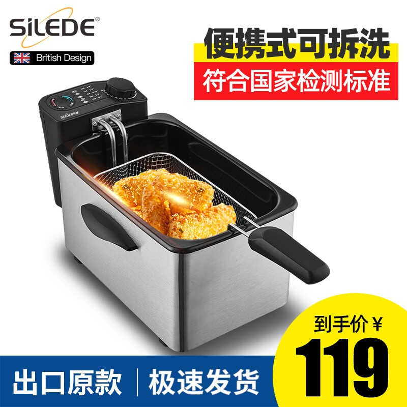 斯乐得电炸炉家用油炸锅小型恒温电炸锅商用摆摊快速加热省油炸薯