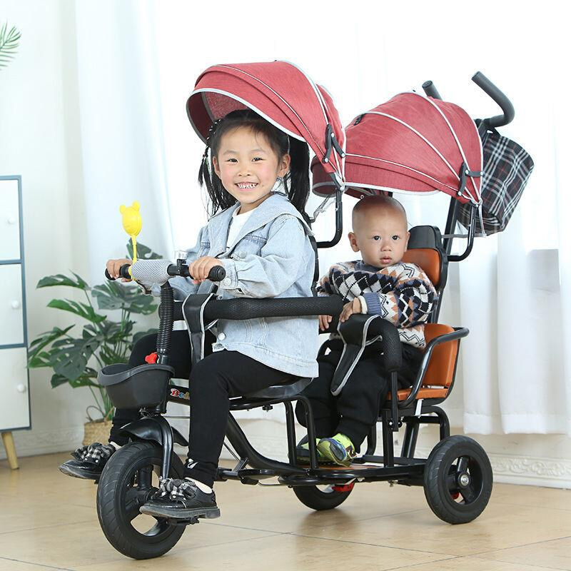 极速儿童车两人座 三轮车双人脚踏B自行车双胞胎宝宝2-4-7岁婴幼