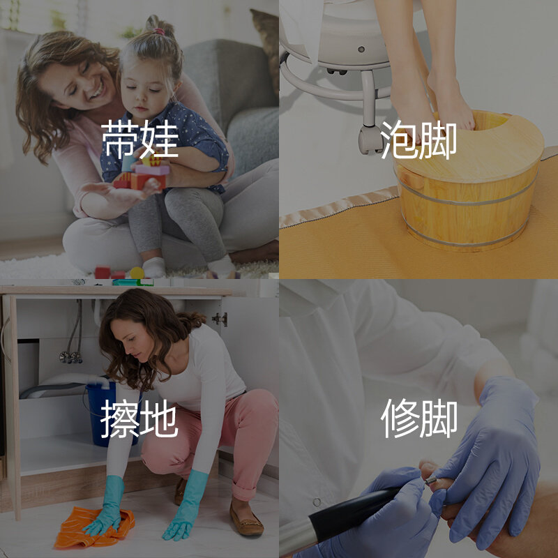 圆凳滑轮矮凳美缝滑轮凳带娃儿童学步凳美甲修脚凳带轮小凳子