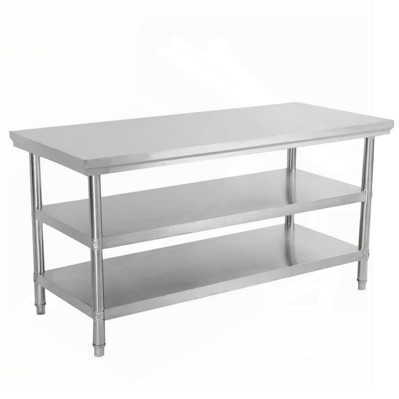 加厚不锈钢工作台三层厨房切菜y桌子案板商用操作台架子餐台置物